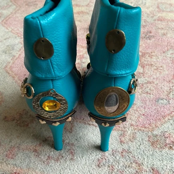 Customed Teal Precious Metals Booties